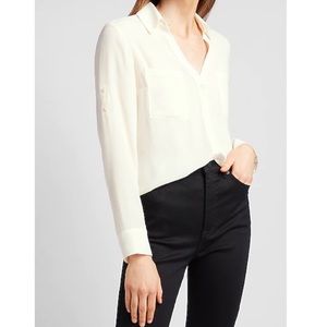 EXPRESS Ivory Long Sleeve Button Up
